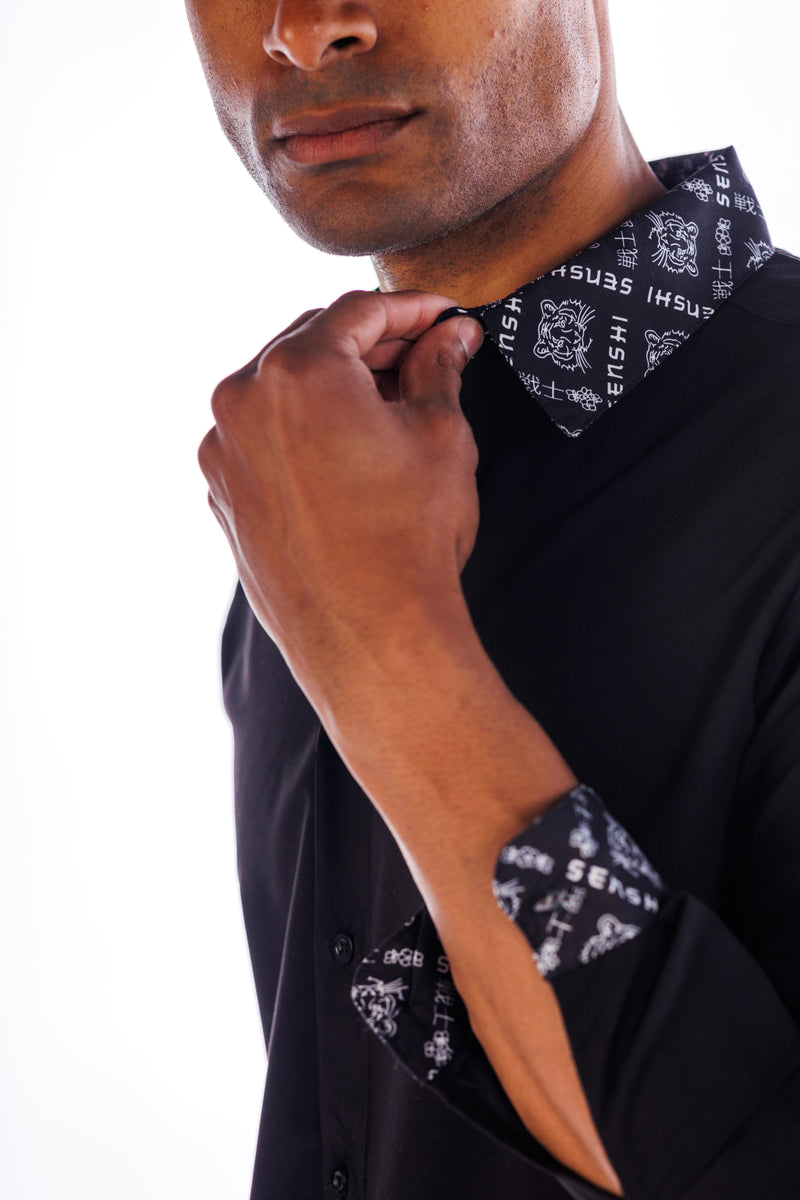 Monogram Cuff Shirt - Black